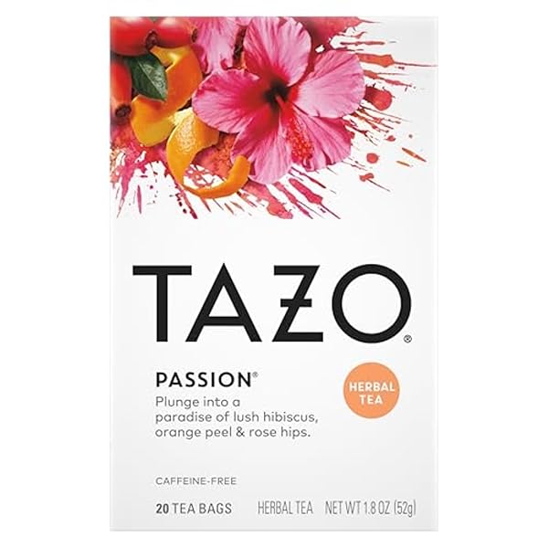 TAZO PASSION HERBAL TEA BAGS, ICED OR HOT, CAFFEINE-FREE ( PACK OF 6)