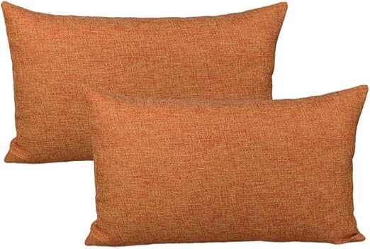 Amazon Com All Smiles Set Of 2 Orange Lumbar Pillow Covers