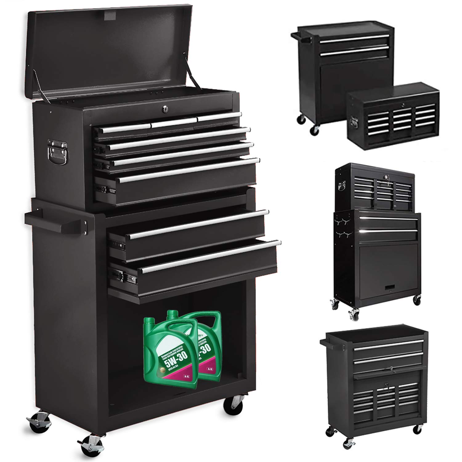 Buy 8 Drawers Large Space Capacity Rolling Tool Chest, 2 in 1 Mobile