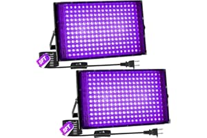 150W LED Black Light, 2-Pack Blacklight Flood Light with Plug and Switch, IP65 Waterproof Black Lights for Dance Party, Glow 