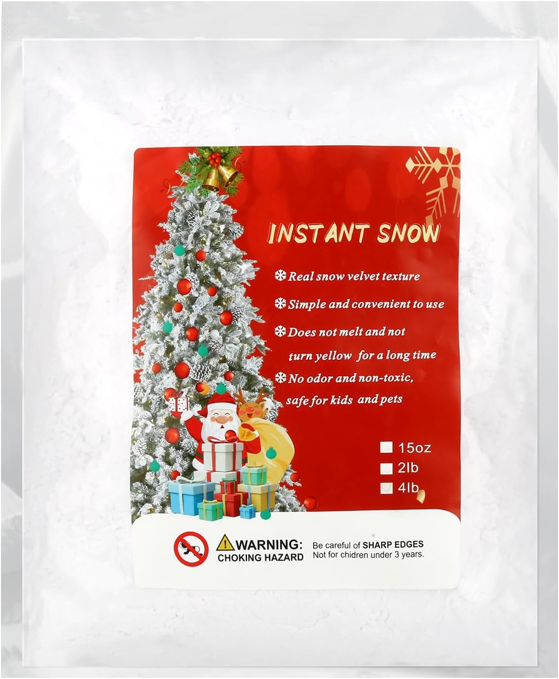 Artificial Snow - KZCUVNV Snow Flocking Powder, Instant Snow Powder, Artificial Snow Flock for Christmas Tree, Self-Adhesive Fake Snow Decoration for Winter Displays (15 Oz)