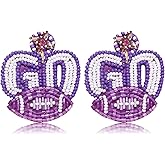 Boderier Game Day Earrings Beaded GO Football Dangle Earrings Statement Sport Game Team Earrings Spirit Fan Jewelry Gifts