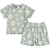 fhutpw Toddler Baby Girls Summer Outfits Daisy Ruffle Short Sleeve T-Shirts Tops Floral Shorts 2Pcs Clothes Set 6M-4T
