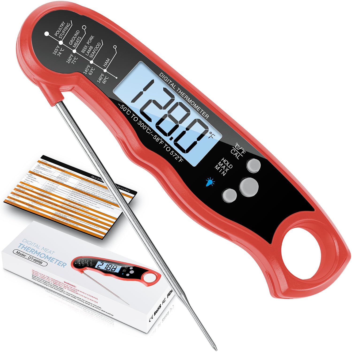 Photo 1 of Instant Read Meat Thermometer for Grill and Cooking, Fast & Precise Digital Food Thermometer with Backlight, Magnet, Calibration, and Foldable Probe for Kitchen, Outdoor Grilling and BBQ!…