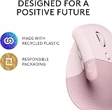 Logitech Lift Vertical Ergonomic Mouse Wireless Pink Bluetooth USB Receiver view 6