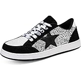 SHSIRET Women's Sparkly Star Fashion Sneakers Glitter Wedding Walking Casual Non Slip Retro Leather Shoes