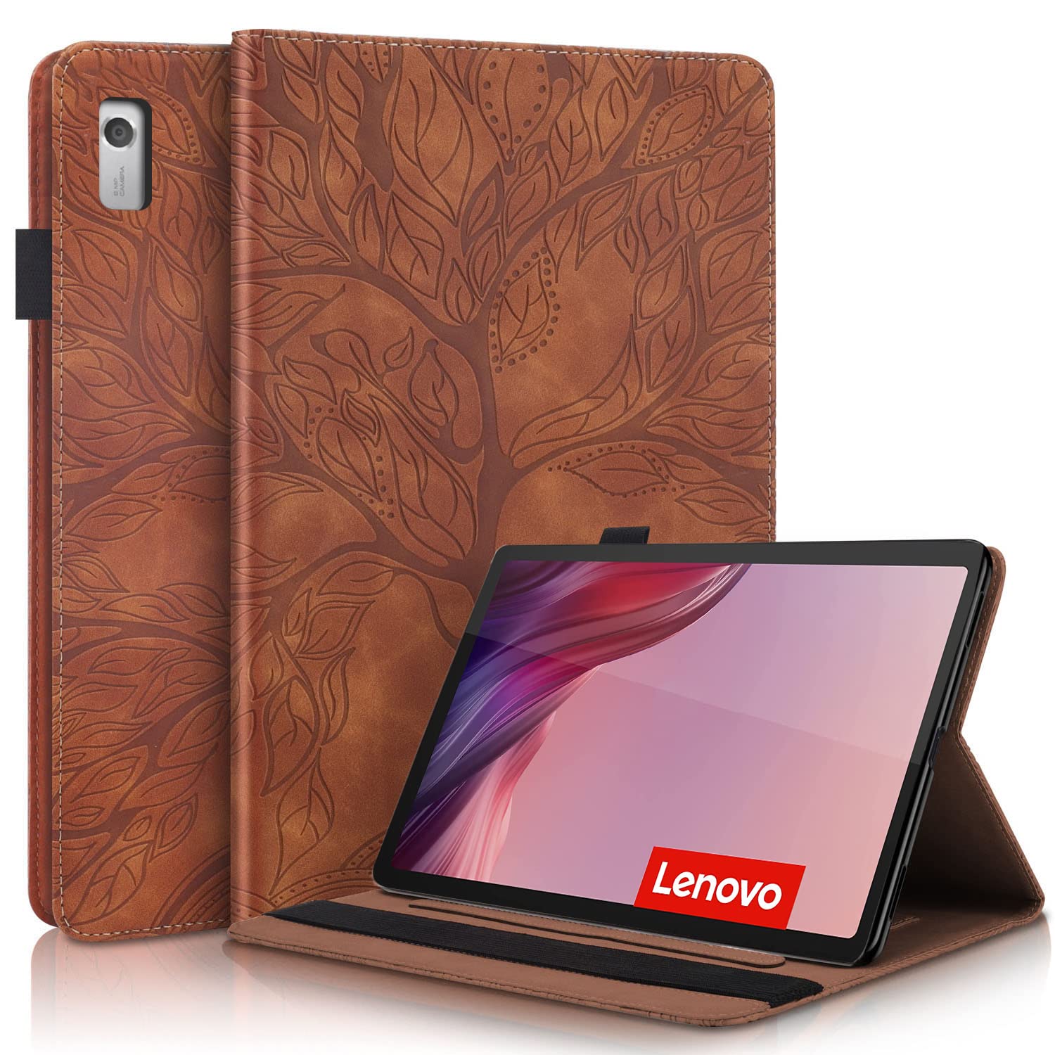 Succtopy Case for Lenovo Tab M9 HD 9 Inch 2023 TB-310FU Folio Flip Wallet PU Leather Cover with Pen Holder Protective Tablet Case with Stand Function for Lenovo Tab M9 HD 2023 Brown — image 1