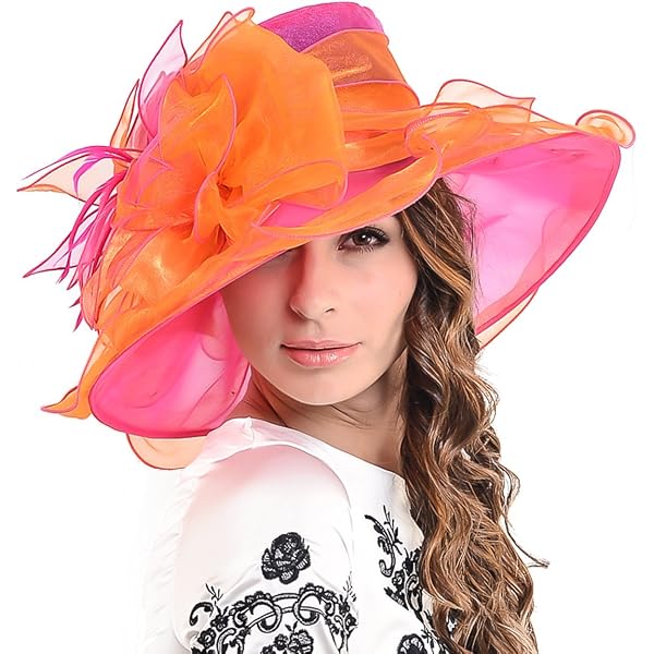 August Hats Womens Sheer Wide-Brim Hat (Fuchsia, One Size  display picture 2