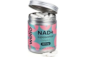WELIO Liposomal NAD+ Supplement 601mg | Complex for Women & Men | NMN Supplement Alternative for Cellular Energy & Health, Metabolism, Cognitive Function Plus Antioxidant Support – 60 High Purity Capsules