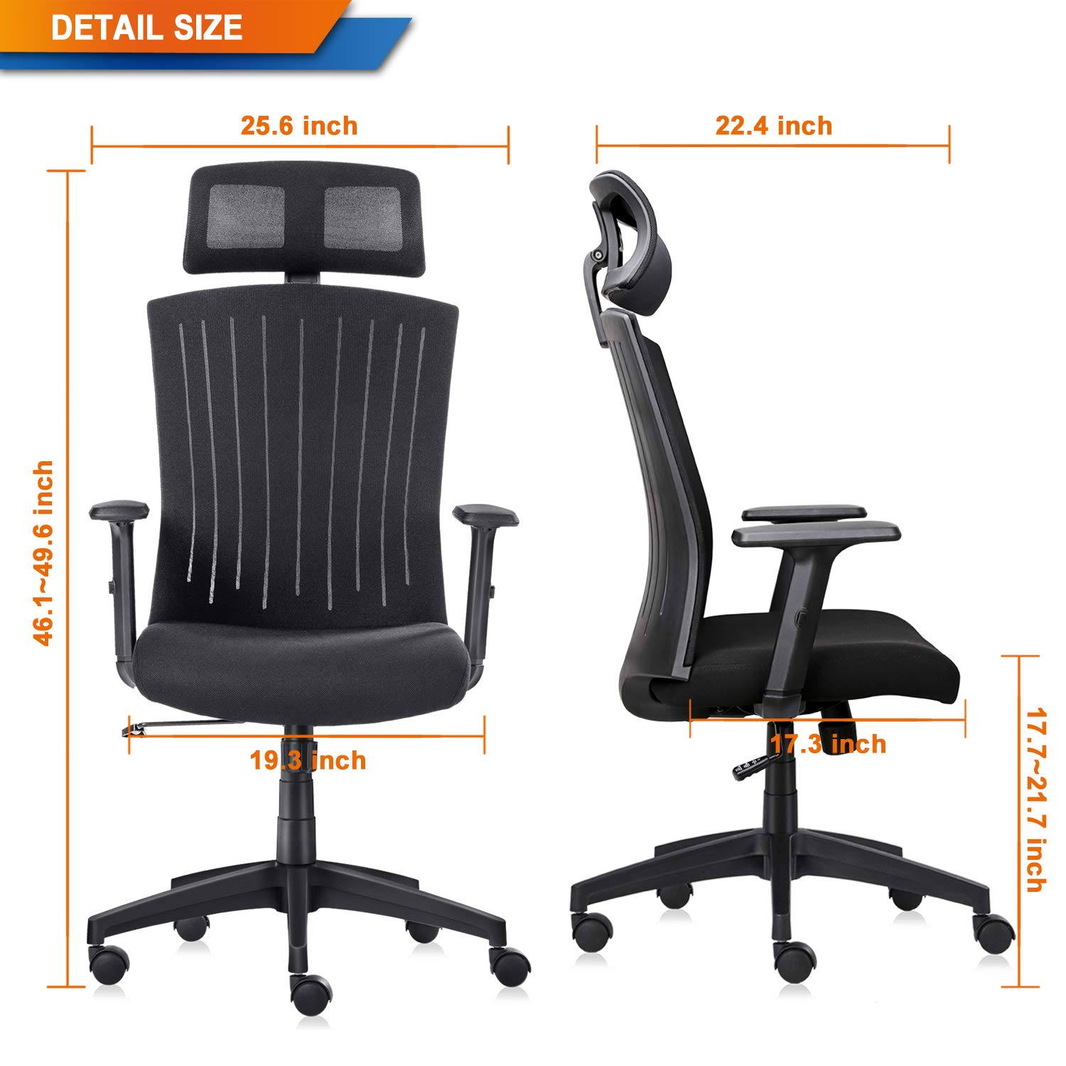 Chair Seat Height 22 Inches / Da Urban Miller Medium Back