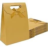Patdefie gift bags with handles small size 7×4×10 inch 16pcs medium size for birthday,party,favor,wedding,anniversary(glod)