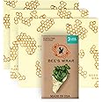 Bee's Wrap Reusable Beeswax Food Wraps Made in the USA, Eco Friendly Beeswax Wrap for Food, Sustainable Organic Cotton, 3 Pack of Large Wraps, Honeycomb Pattern