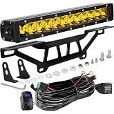Drieaco 60W 12" Yellow LED Light Bar Kit for Can-Am Maverick X3 Accessories | 6000LM Spot Beam Light Bar w/ Shock Tower Mount Bracket &amp; Rocker Switch Wiring Harness Kit Fit Maverick X3 / Max X RS Turbo R