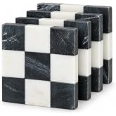 Mud Pie Square Checkered Coaster Set; 4" x 4"