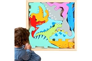 Huvqianu Wooden Animal Puzzle | Puzzle Block Toys | Dinosaur Wooden Toys - for Young Adults Girls Boys Birthday Party Kinderg