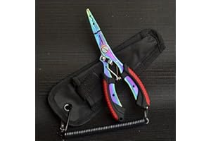 Saltwater Fishing Pliers, Split Ring Pliers with Safety Lock, with Sheath and Lanyard Red