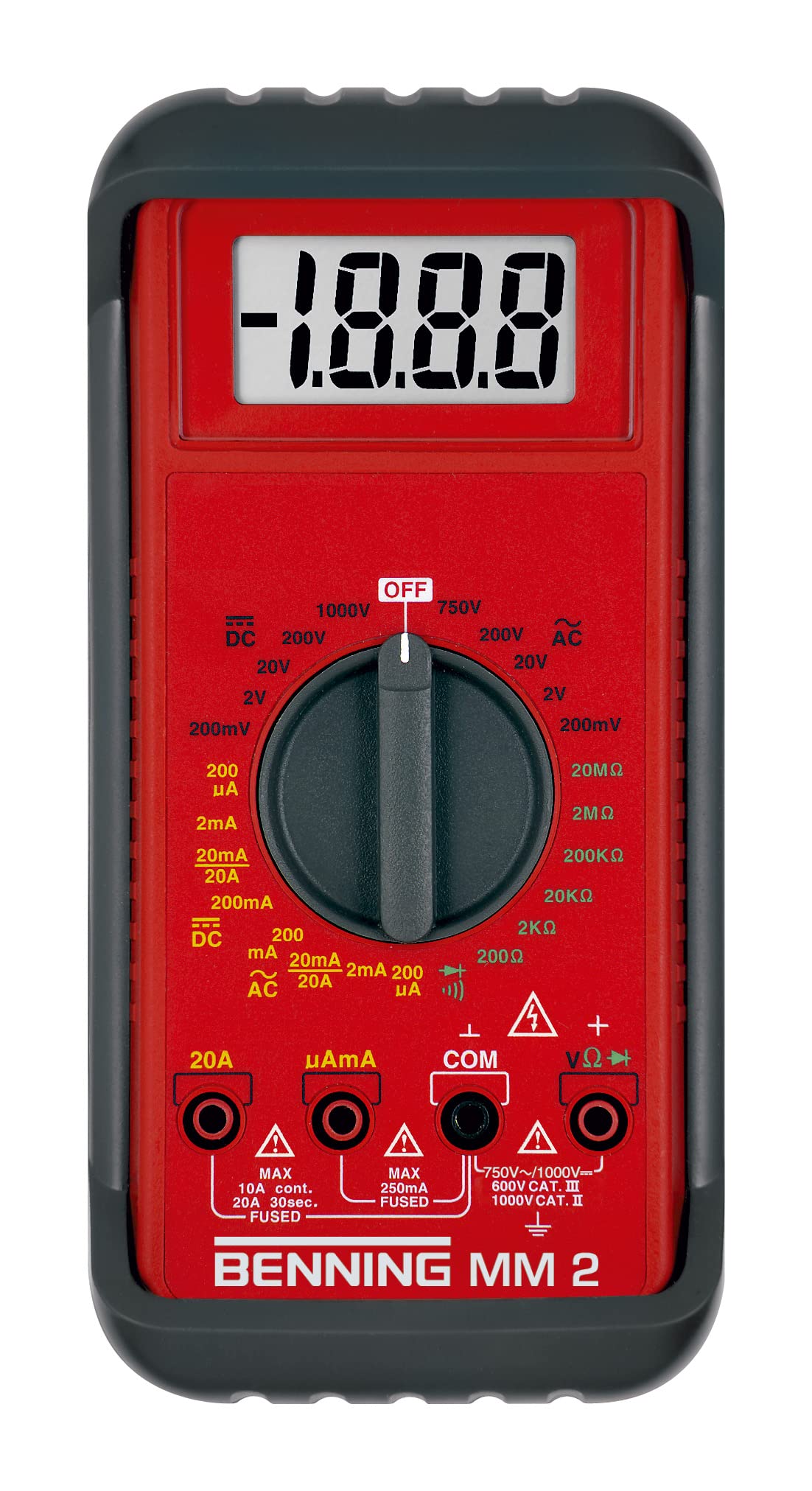 Benning 044028 "MM 2" Digital Multimeter, Red/Black