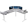 VIVO Electric Corner L-Shaped 75 x 63 in Standing Desk, Memory Height Adjustment, Dark Gray Top White Frame, DESK-E3CTWG-75