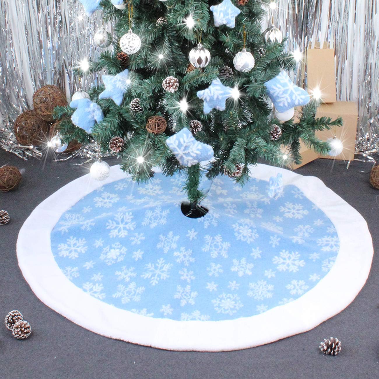 Amazon Com Uheng Christmas Tree Skirt Plush Ornaments Decorations Xmas Decor For Holiday Party Home Home Kitchen