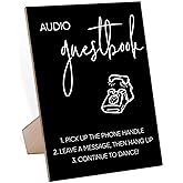 Audio Guest Book Sign, Minimalist Wooden Sign With Stand, Wedding Reception Signs, Party Supplies, Bridal Shower Centerpieces, Engagement Party Decorations, Sign Our Guest Book Signs For Wedding-3