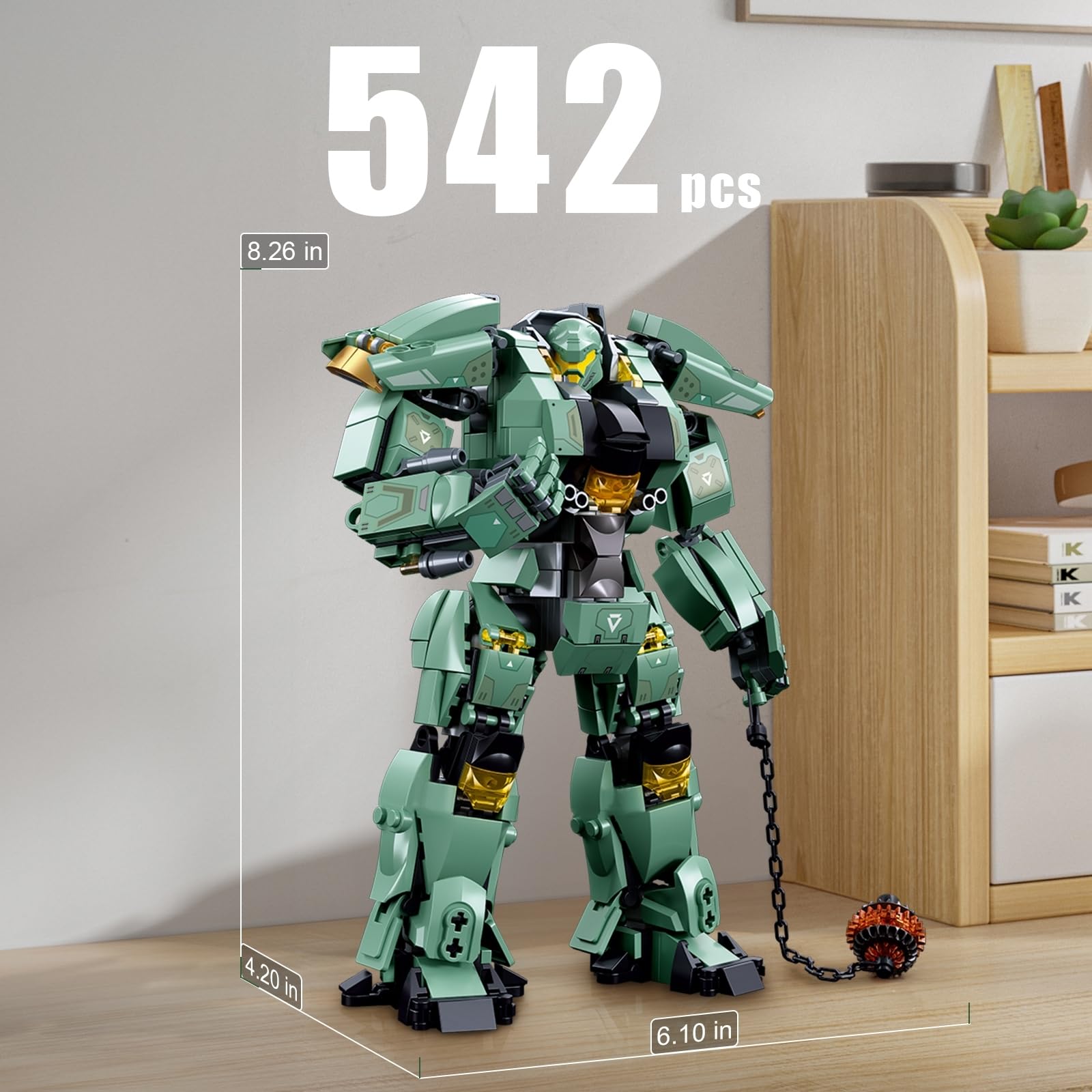 HIGH GODO Transforming Mech Robot Building Blocks Set,Destroy Warrior City Action Mech Model Building Kit, 542 Pieces Cool Robots Toys Gift for Adults and Teens 14+