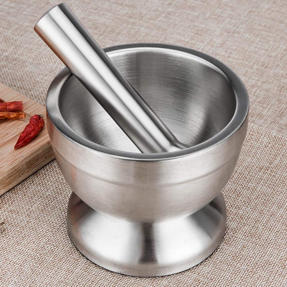 Bekith Brushed Stainless Steel Mortar and Pestle/Spice Grinder