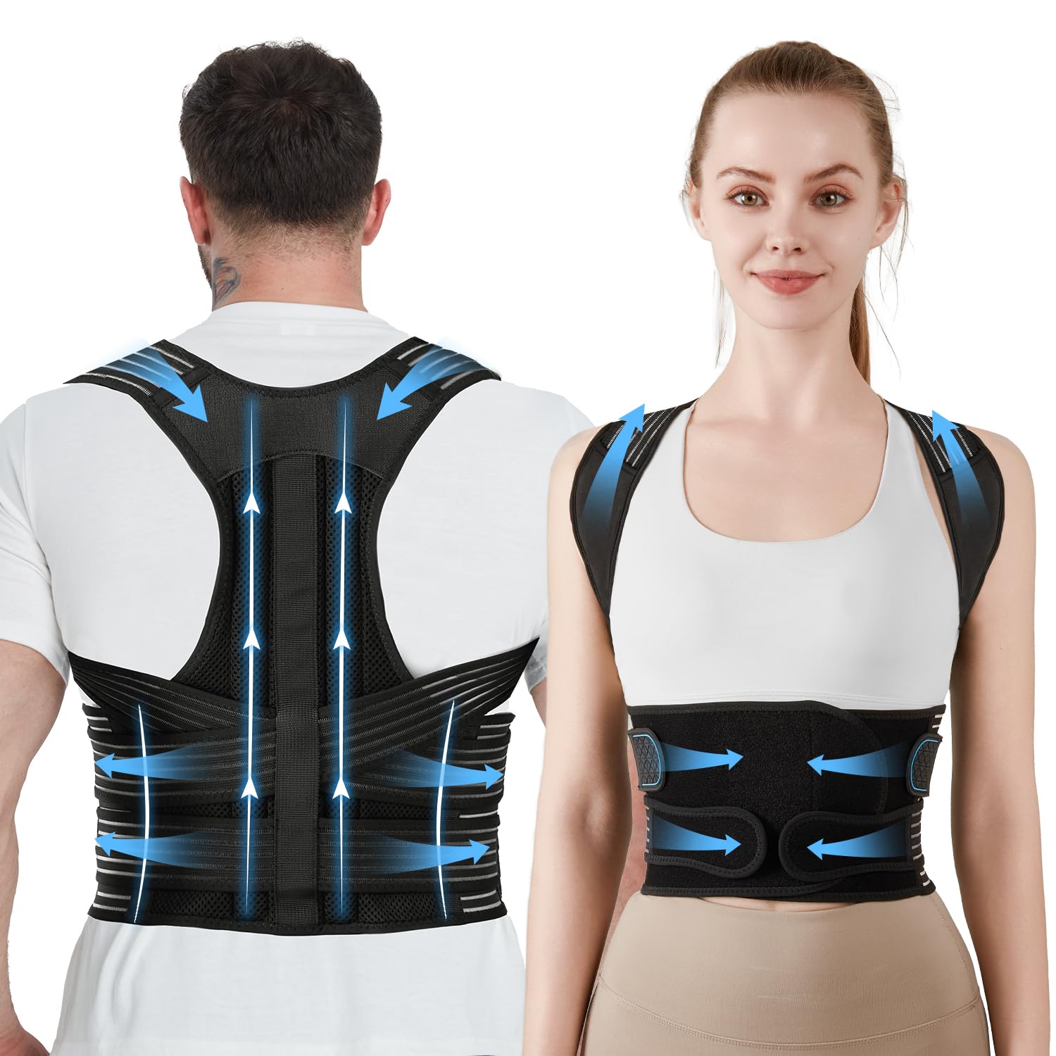 Photo 1 of KUHJB Posture Corrector for Women and Men, Back Support Brace for Neck Shoulder & Upper and Lower Back Pain Relief, Invisible Adjustable Lightweight Posture Corrector Under Clothes(Black, Medium)
