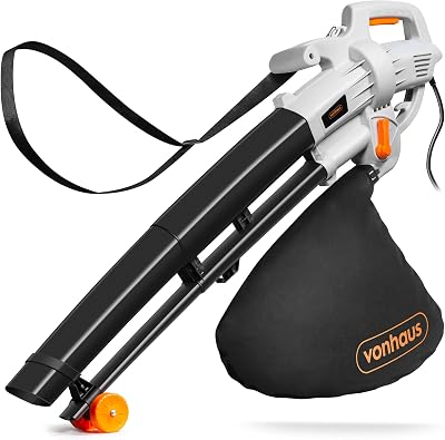 VonHaus Leaf Blower Vacuum 3000W Corded 35L Bag 10m Cable Strap