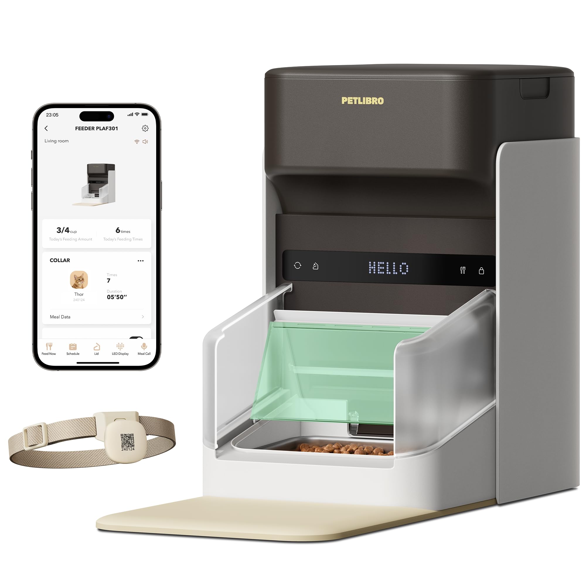 Photo 1 of PETLIBRO RFID Automatic Cat Feeder, 5G Wi-Fi Pet Feeder, 3L Auto Cat Feeder App Control with Light Collar Tag, Automatic Feeders for Cat, Tag Activated One Cat Food Dispenser 1-10 Meals Control