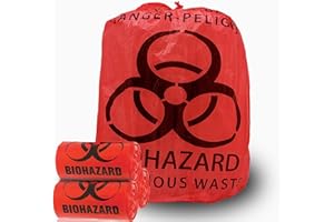 DAARCIN Biohazard Waste Bags 10 Gallon Red Heavy Duty Biohazard Garbage Bags 20pcs With Hazard Symbol Disposable Hazardous, Trash Liners for Infectious Waste Disposal (24.4x24.4in/62x62cm)