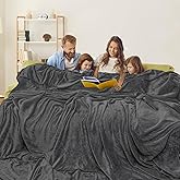 LaSyL Oversized Blanket 120x120 Inches, 10x10 Giant Huge for Bed, Sofa,Travel and Camping, Extra Large Big Soft Fits The Whole Family and Outdoor, Dark Grey