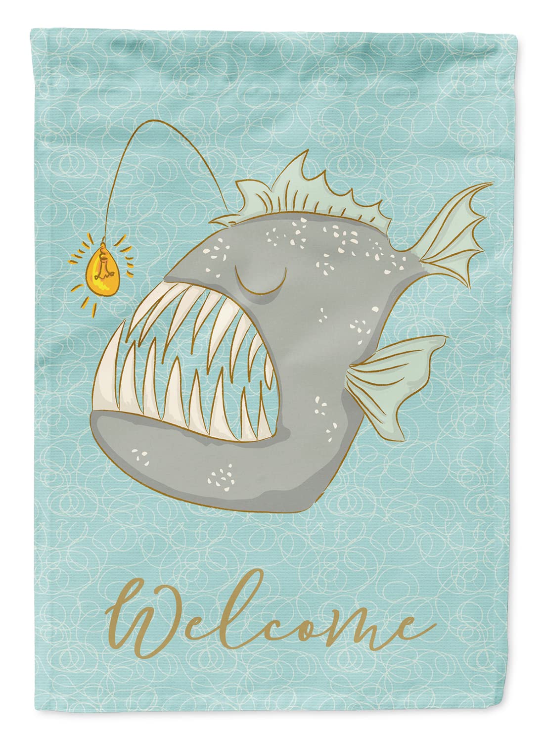 Caroline's Treasures BB8567CHF Frog Fish Welcome Canvas House Flag, Multicolor