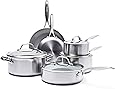 GreenPan Venice Pro Stainless Steel Healthy Ceramic Nonstick, 10 Piece, Light Gray