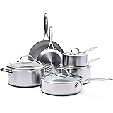 GreenPan Venice Pro Stainless Steel Healthy Ceramic Nonstick, 10 Piece, Light Gray