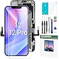 FFtopu for iPhone 12 and 12 Pro Screen Replacement Kit 6.1'' LCD Display 3D Touch Full HD Digitizer Full Assembly Repair Kits Waterproof Frame Sticker+Screen Protector