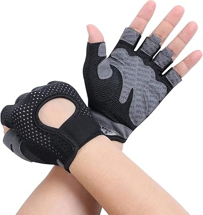 Flintronic Gym Gloves Breathable Microfiber Padded Palm Non-Slip Training Gloves