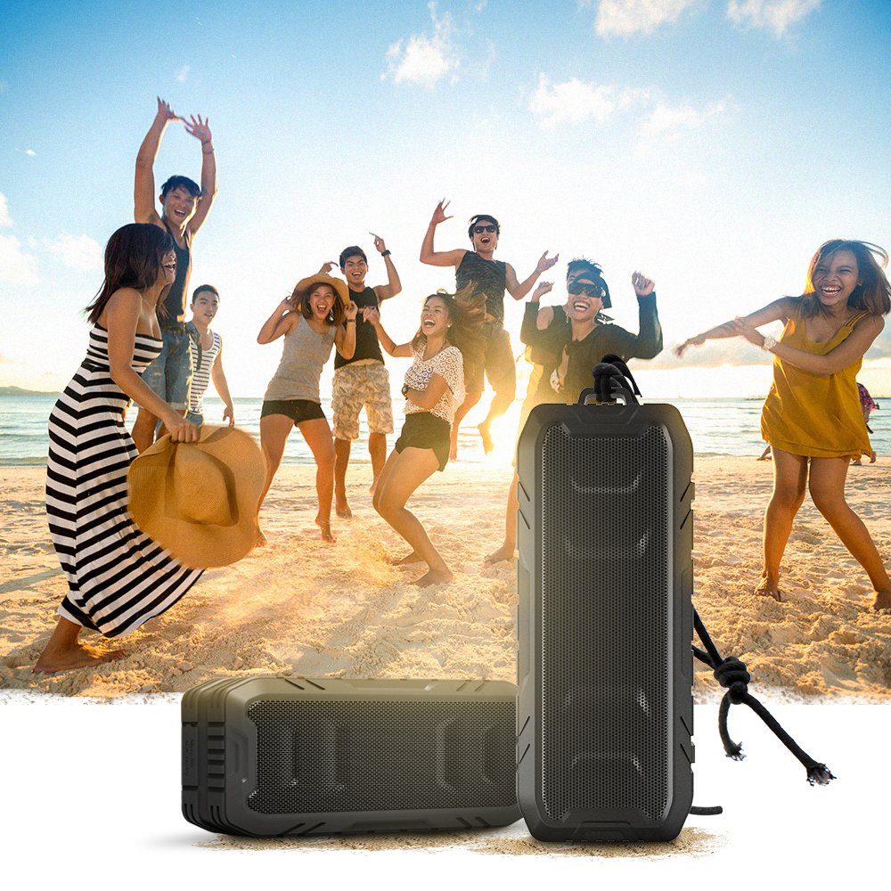 Bluetooth Speaker 20W, Zoweetek Bluetooth 4.2 Wireless Speaker with 24-Hour Playtime, TWS, Dual-Driver, Low Harmonic Distortion, Deep Bass, TF Card Slot for Outdoor Indoor (1 Pack)