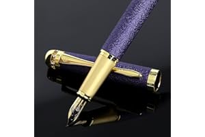 Bociyer fountain pen-Multiple color styles with rhinestone,diamond inlay and frosted finish,Cute pens,Luxury pen,Office pens,Best pen set,Includes 10 Ink Cartridges and Ink Refill Converter(Purple)