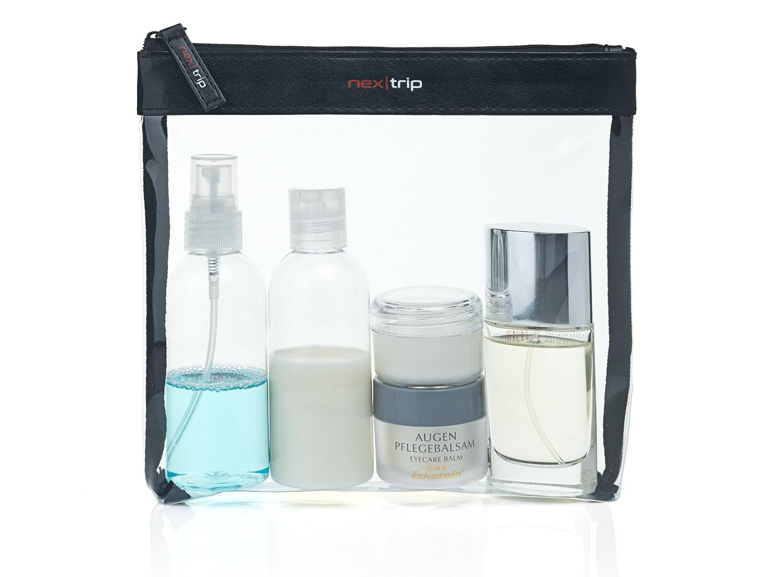 2er Set nextrip Kulturbeutel Transparent für Flüssigkeiten Handgepäck I Kosmetiktasche