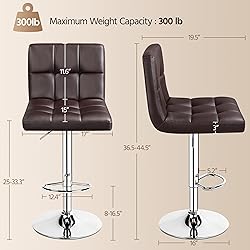 Yaheetech Bar Stools Set of 2, Adjustable PU