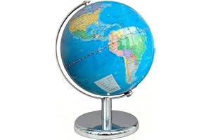 Sexacohu 8'' Illuminated Globe for Kids(World Globe with Stable Heavy Metal Base Rewritable Easy-Read High Clear Map Educational Interactive for Children Learning STEM Toy Present for 3+ Years Old)