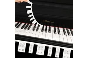 POWERFENG Piano Keyboard Note without Stickers: Removable 88-Key Piano Keyboard Labels for Beginner - Silicone Piano Keyboard Notes Labels Guide for Learning (Classic Black)