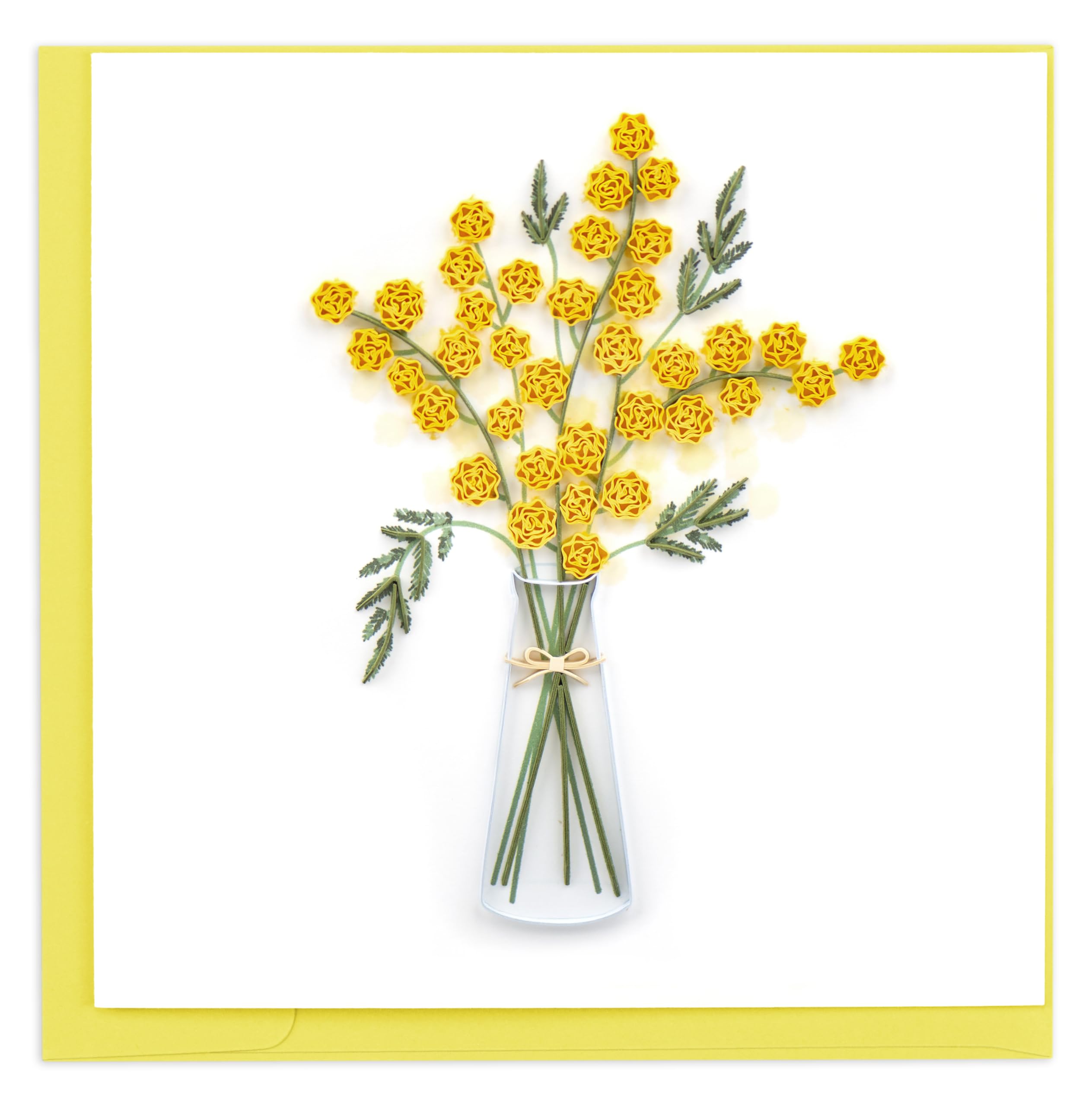 Quilling Mimosa Bouquet Sunshine Flowers Hand-Finished Art Greeting Card Frameable Art - Suitable for Framing in a Card Frame - by The Quilling Card Company
