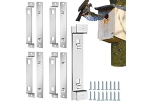 Quick Release Bird Box Hanger Bracket, GS Alderaul 4 Sets Galvanized Steel Bird House Mounting Bracket, Bluebird House Wall Mount, Bird Nesting Box Hanger for Owl House, Squirrel Nest Box, and More.
