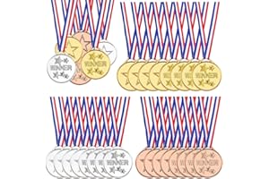 MEECUPPA 24 Pieces Winner Medals Gold Silver and Bronze Medals for Awards Plastic Winner Award Medals for Sports, Competition, Talent Show, Spelling Bee Birthday Party Favors Gifts