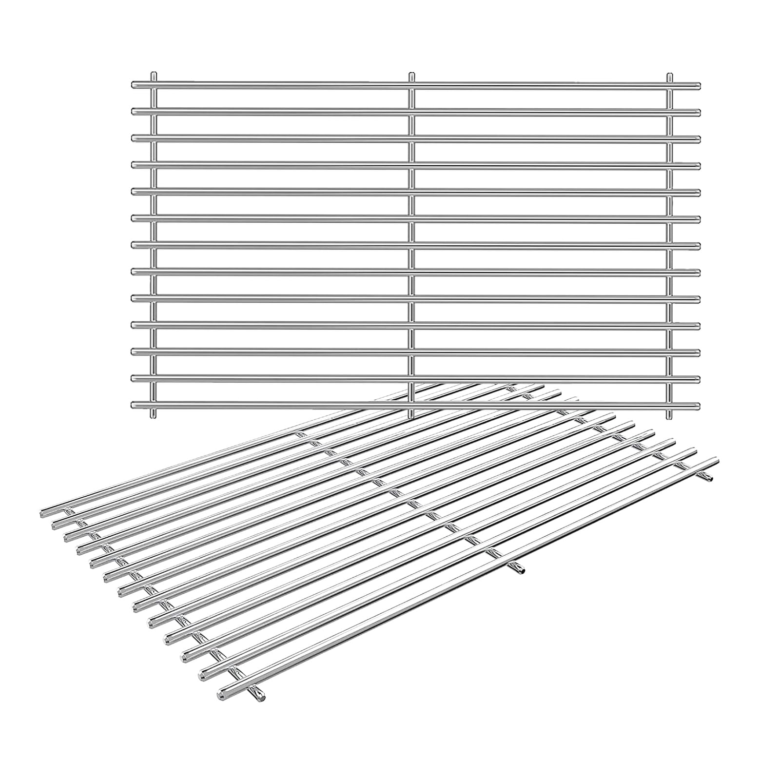 GFTIME 7522 38 x 28.6cm Cooking Grate for Weber Spirit E200 E210 S200 S210 with Side Burner Knobs, Stainless Steel Grill Grids for Genesis Silver A, Spirit 500, Spare Parts for Weber 7521, 2 Packs