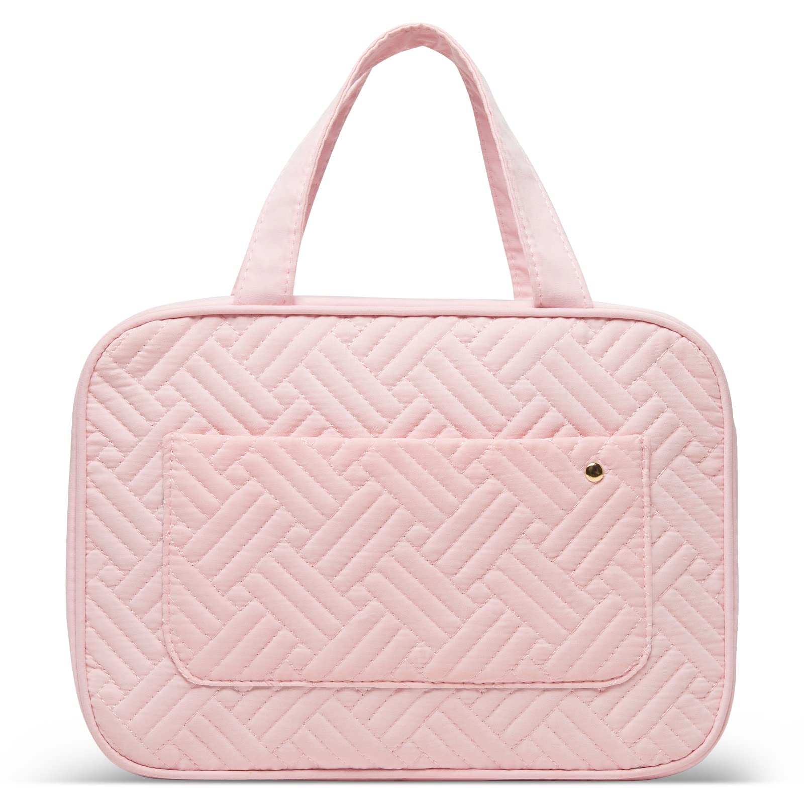 Toiletry Bag, Fashionable Hanging Bag for Women and Men, Foldable Hygiene Bag, Bathroom, and Shower Organizer Kit with Elastic Band Holders for Toiletries, Cosmetics, Makeup, Brushes (Pink)