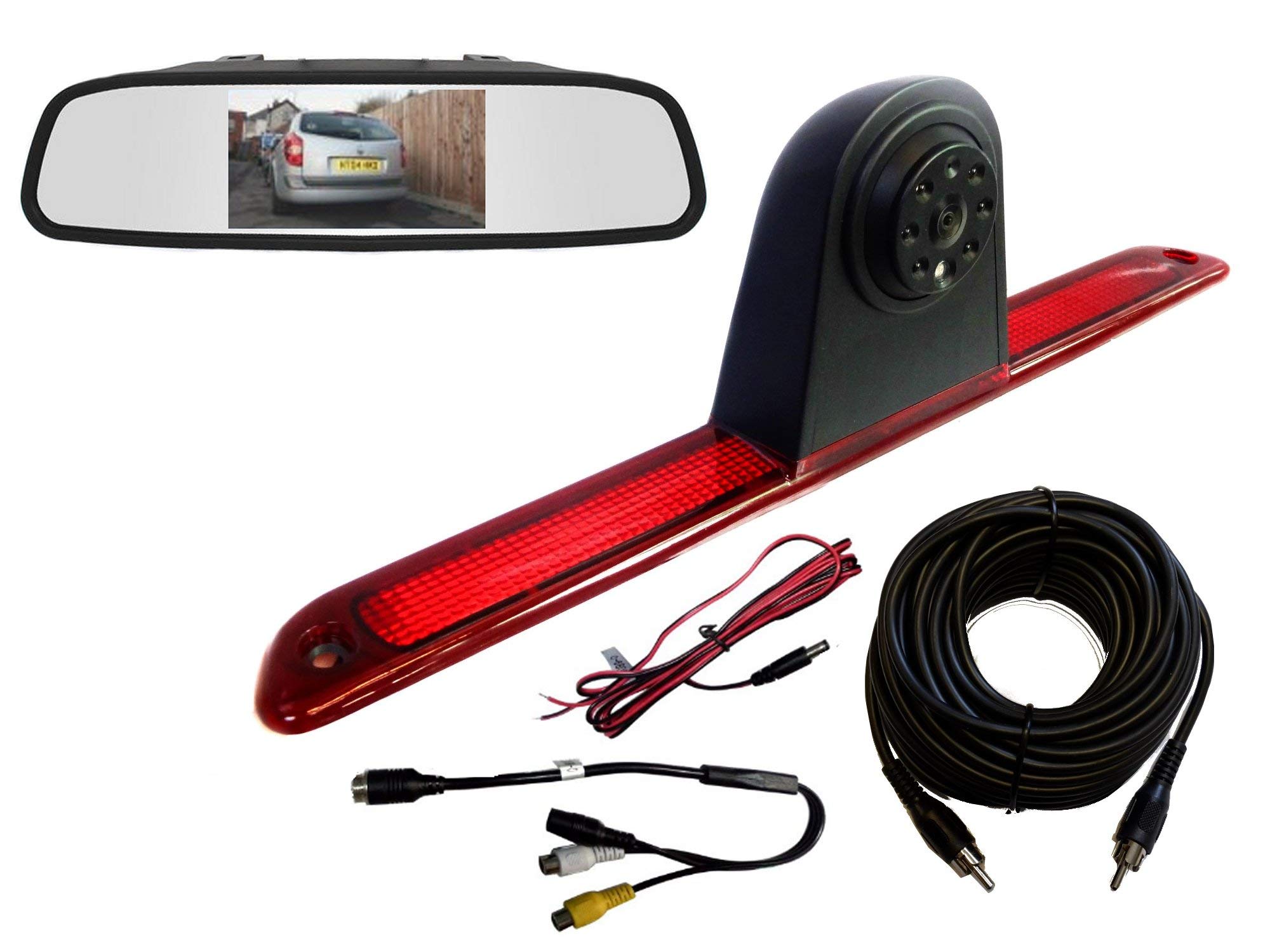 Dolphin Automotive Rear High Level Brake Light Reversing Camera for Mercedes Benz Sprinter 2007 - Onwards & VW Crafter Van 2007-2015 (Camera & 4.3" Mirror Monitor)