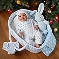 BABESIDE 8 Pcs Reborn Baby Doll Accessories with Bassinet for 17-22 Inch Baby Doll, Baby Doll Clothes Outfit Accessories fit Reborn Doll Newborn Boy