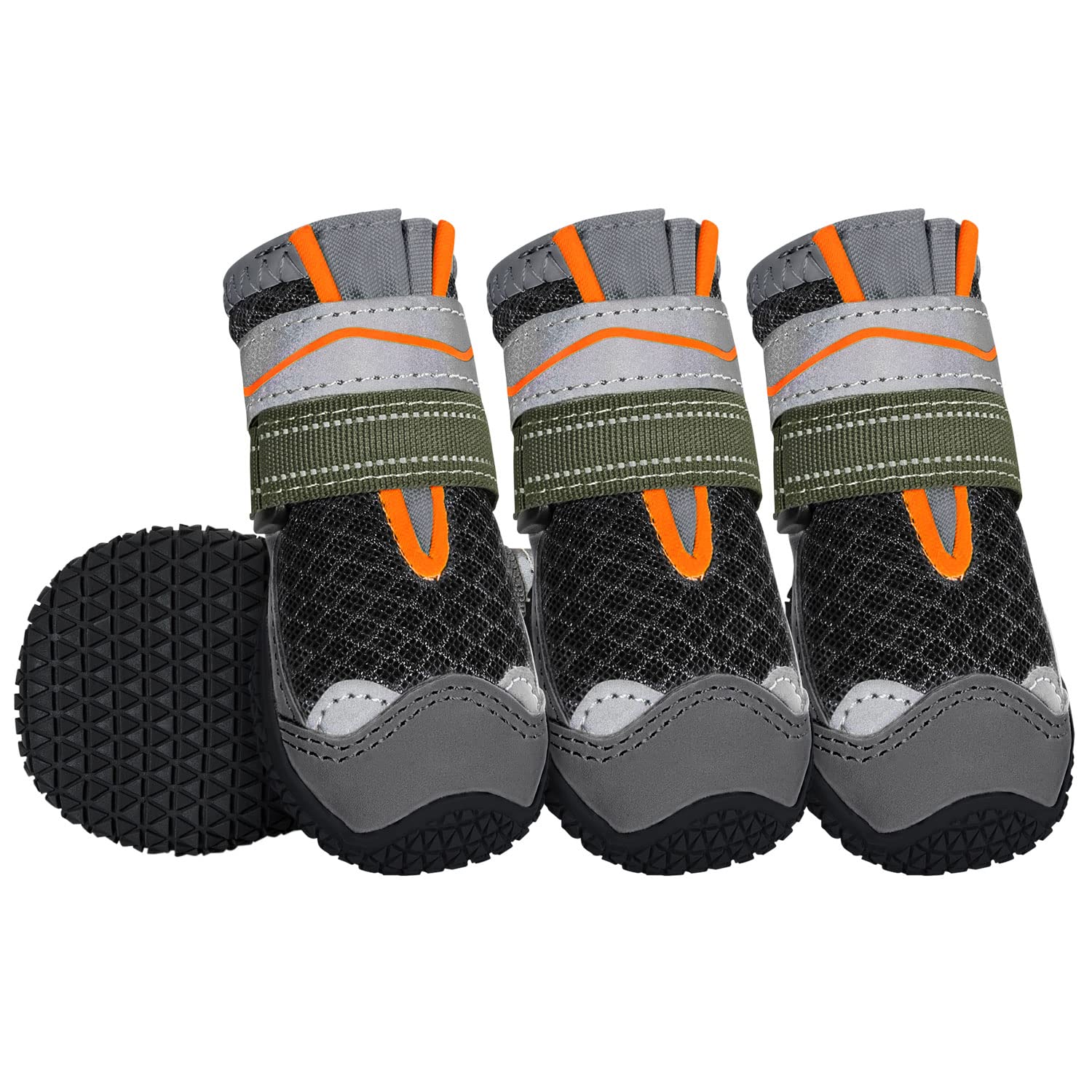 SlowTon Dog Boots for Injured Paws Waterproof, Non-Slip Paw Protector for Rainy Snowy Breathable for Hot Pavement, Puppy Shoes with Adjustable Reflective Strip Dual Washable for Small Medium Large Dog